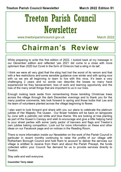 Front cover of issue 51 newsletter